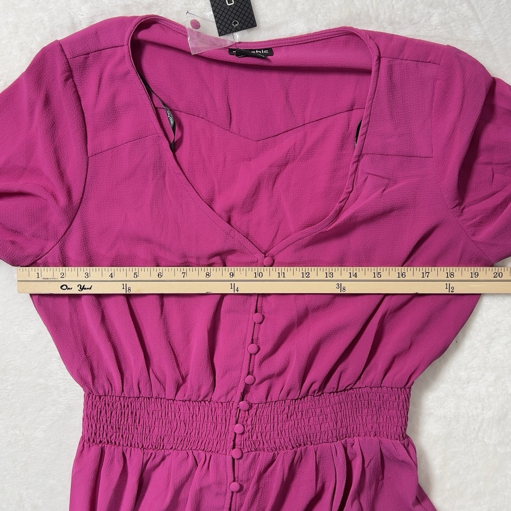 City Chic Zadie Shirred Waist Button Front Maxi Dress Sz XS/14 Pink 3/4 Sleeve - Picture 11 of 15